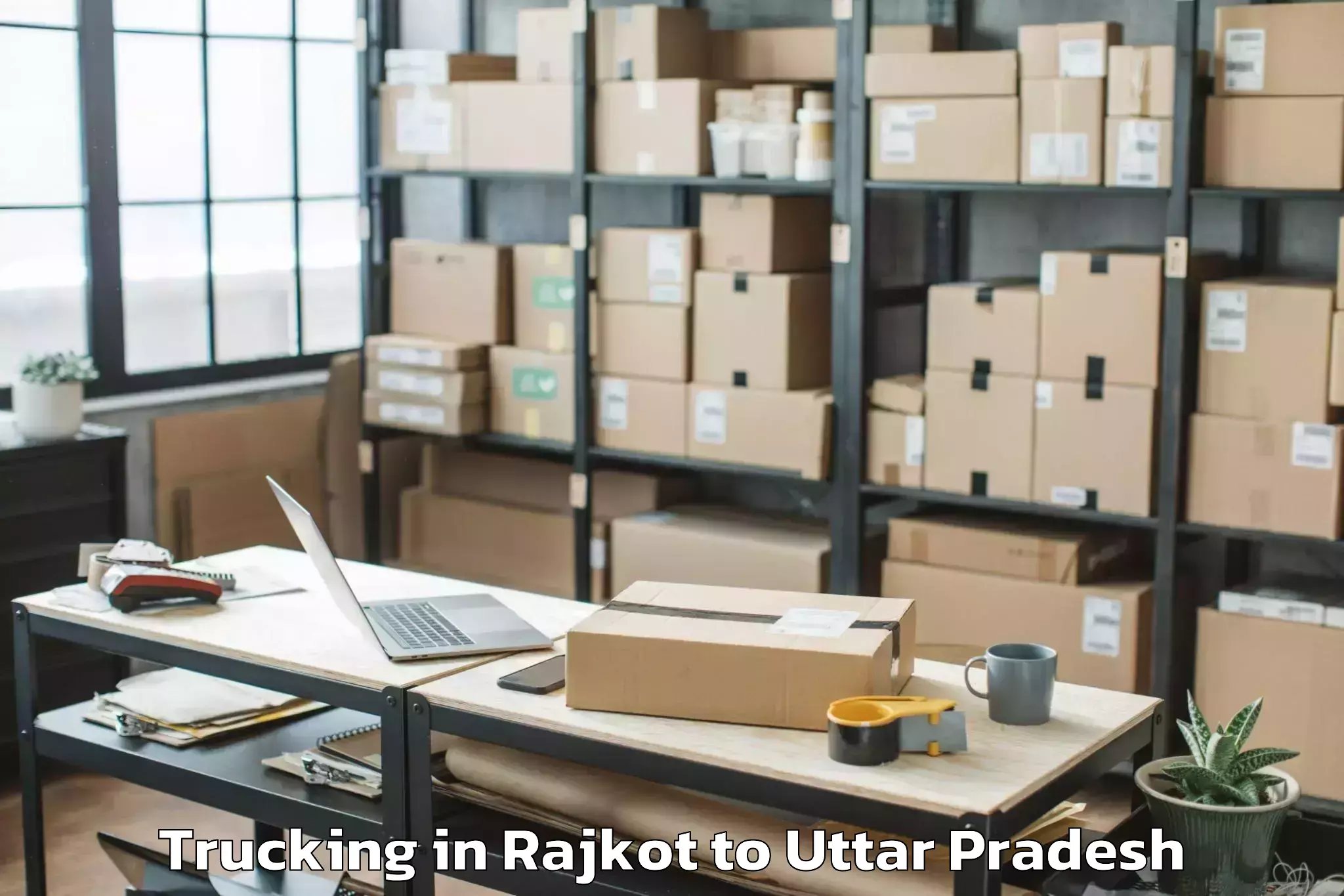 Book Rajkot to Jansath Trucking Online